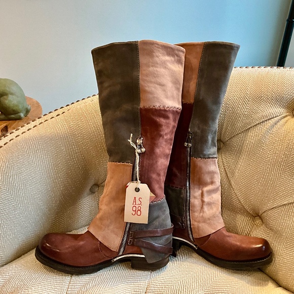 A.S.98 Shoes - Patchwork beauties! NEW! Size 39 (8-8.5) Tall boots AS98 Brand